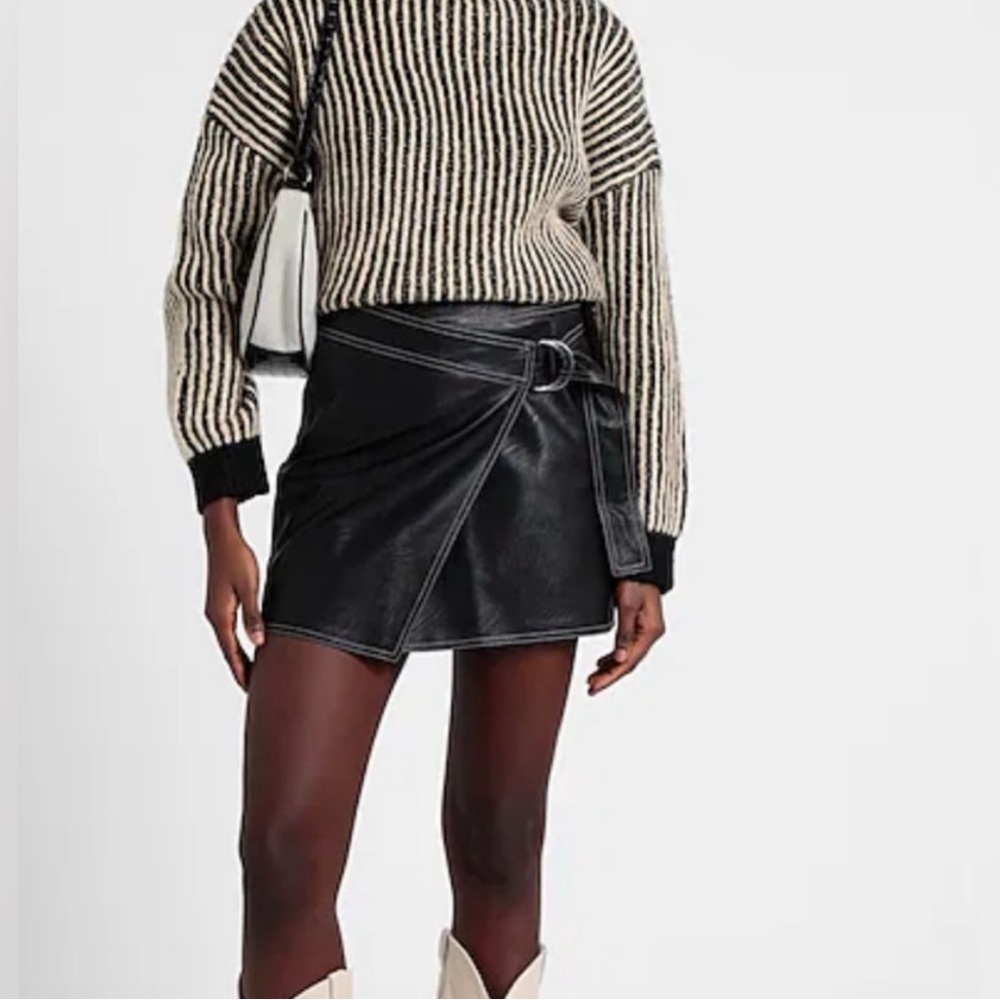 Topshop Leather Wrap Skirt